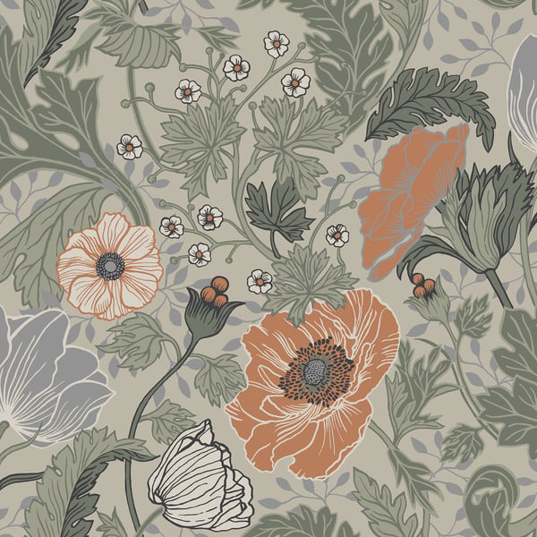 Galerie Wallpaper Product code: 33001 - Apelviken Wallpaper Collection - Green Orange Colours -  
