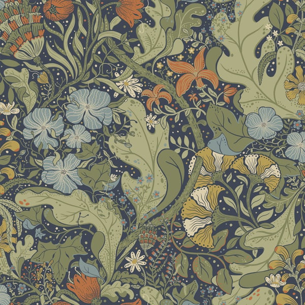 Galerie Wallpaper Product code: 83102 - Hjarterum Wallpaper Collection - Blue Green Orange Colours -  