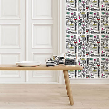 Galerie Wallcoverings Product Code 14100 - Marimekko Essentials Wallpaper Collection - White Black Pink Red Yellow Green Blue Colours -  