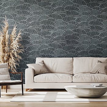 Galerie Wallcoverings Product Code 65005 - Feel Wallpaper Collection - Navy Blue Silver Black  Colours -  