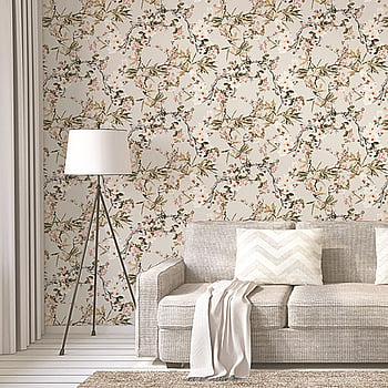 Galerie Wallcoverings Product Code ES31101 - Escape Wallpaper Collection - Cream, Beige, Green, Pink, Brown, Black, Grey, Red Colours -  