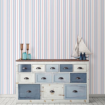 Galerie Wallcoverings Product Code G23065 - Deauville Wallpaper Collection - Sky Blue Red White Colours -  