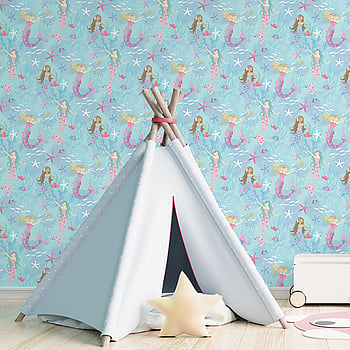 Galerie Wallcoverings Product Code G78392 - Tiny Tots 2 Wallpaper Collection - Turquoise Hot Pink Glitter Colours -  